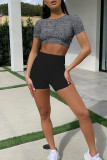 Pink Casual Sportswear Solid Patchwork O Neck Short Sleeve Two Pieces