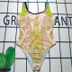 Pink Fashion Sexy Print Backless Swimwears