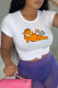 White Fashion Casual Character Letter O Neck T-Shirts