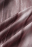 Red-brown Sexy Casual Print Tie Dye Tassel Spaghetti Strap Long Dress