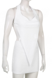 White Sexy Solid Patchwork Halter Sleeveless Two Pieces
