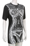 Black Casual Print Patchwork O Neck Straight Dresses
