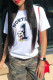 White Fashion Casual Character Letter O Neck T-Shirts