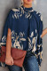 Blue Casual Print Patchwork O Neck Tops