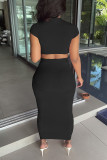 Pink Sexy Solid Hollowed Out Patchwork O Neck Short Sleeve Two Pieces