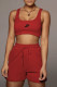 Red Fashion Casual Print Letter U Neck Sleeveless Two Pieces