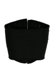 Black Fashion Sexy Print Patchwork Backless Strapless Tops