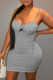 Grey Fashion Sexy Print Patchwork Spaghetti Strap One Step Skirt Dresses