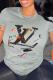 Grey Fashion Casual Print Patchwork Letter O Neck T-Shirts