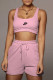 Pink Fashion Casual Print Letter U Neck Sleeveless Two Pieces