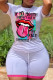 White Casual Print Patchwork O Neck Short Sleeve Two Pieces