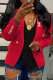 Red Fashion Work Print Letter Turn-back Collar Outerwear