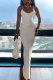 White Sexy Solid Slit Spaghetti Strap Pencil Skirt Dresses