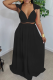 Black Sexy Solid Hollowed Out V Neck Sleeveless Two Pieces