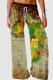 Green Casual Print Patchwork High Waist Straight Positioning Print Bottoms