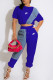 Royal Blue Fashion Sportswear Print Patchwork O Neck Short Sleeve Two Pieces