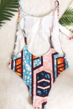 Multicolor Fashion Sexy Print Backless Swimwears (With Paddings)