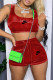 Red Fashion Sportswear Print Letter U Neck Sleeveless Two Pieces