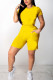 Yellow Fashion Casual adult Ma'am Patchwork Solid Two Piece Suits pencil Short Sleeve Two Pieces