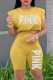 Yellow Fashion Casual Letter Print Basic O Neck Sleeveless Two Pieces
