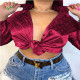 Wine Red Sexy Casual Print Cardigan Turndown Collar Tops