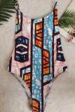 Multicolor Fashion Sexy Print Backless Swimwears (With Paddings)
