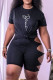 Black Fashion Casual Print Hollowed Out O Neck Short Sleeve Two Pieces
