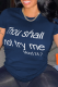 Navy Blue Fashion Street Print Patchwork Letter O Neck T-Shirts