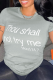 Grey Fashion Street Print Patchwork Letter O Neck T-Shirts