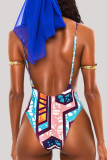 Multicolor Fashion Sexy Print Backless Swimwears (With Paddings)