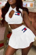 White Fashion Sportswear Print Patchwork O Neck Sleeveless Two Pieces