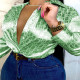 Green Sexy Casual Print Cardigan Turndown Collar Tops