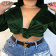 Black Green Sexy Casual Print Cardigan Turndown Collar Tops