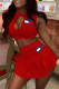 Red Fashion Sportswear Print Patchwork O Neck Sleeveless Two Pieces