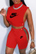 Red Fashion Sexy Print Patchwork Turtleneck Sleeveless Two Pieces