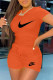 Orange Fashion Casual Print Patchwork O Neck Short Sleeve Two Pieces
