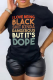Black Fashion Vintage Print Patchwork Letter O Neck T-Shirts