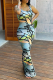 Grey Sexy Print Patchwork U Neck Pencil Skirt Dresses