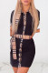 Black Fashion Casual Plaid Patchwork Turndown Collar One Step Skirt Dresses