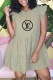 Light Green Fashion Casual Print Letter O Neck Princess Dresses