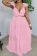 Pink Sexy Solid Hollowed Out V Neck Sleeveless Two Pieces