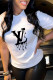 White Fashion Casual Print Letter O Neck T-Shirts