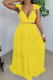 Yellow Sexy Solid Hollowed Out V Neck Sleeveless Two Pieces
