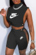 Black Fashion Sexy Print Patchwork Turtleneck Sleeveless Two Pieces