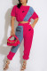Rose Red Fashion Sportswear Print Patchwork O Neck Short Sleeve Two Pieces