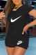 Black Fashion Casual Print Patchwork O Neck Short Sleeve Two Pieces