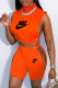 Orange Fashion Sexy Print Patchwork Turtleneck Sleeveless Two Pieces
