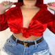 Red Sexy Casual Print Cardigan Turndown Collar Tops