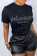 Black Fashion Street Print Patchwork O Neck T-Shirts