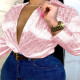 Pink Sexy Casual Print Cardigan Turndown Collar Tops